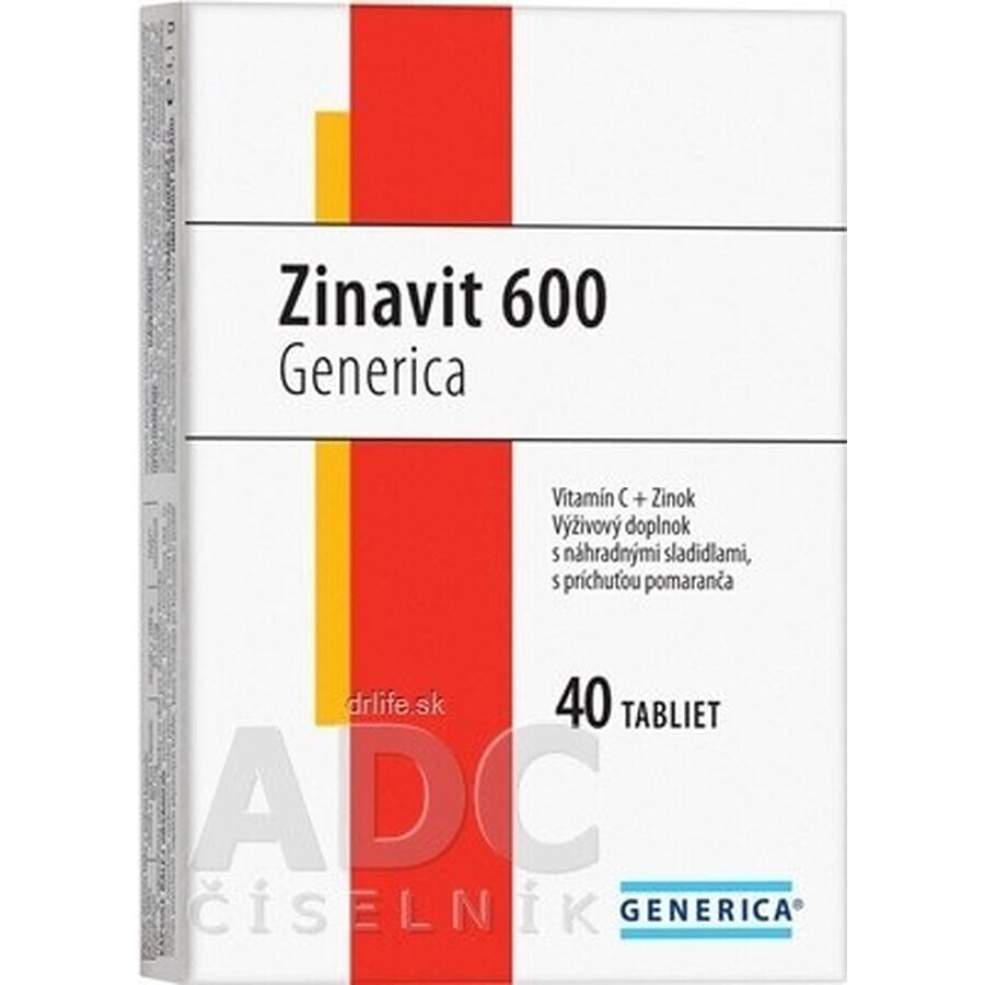 GENERICA Zinavit 600 con sabor a lima 1×40 tbl, (vitamina C + Zinc)