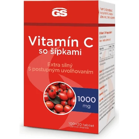 GS Vitamine C 1000+cones, 100+20 tbl 1×100+20 tbl, supplément nutritionnel