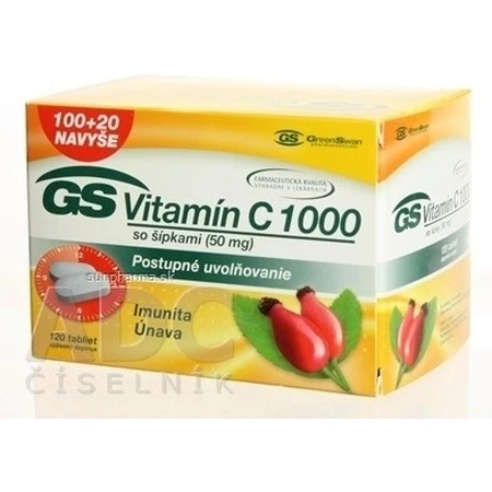 GS Vitamine C 1000+cones, 100+20 tbl 1×100+20 tbl, supplément nutritionnel