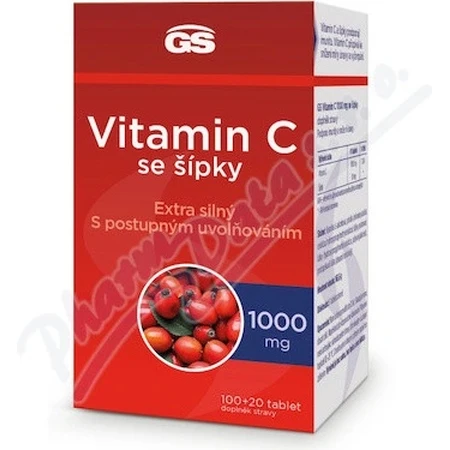 GS Vitamine C 1000+cones, 100+20 tbl 1×100+20 tbl, supplément nutritionnel