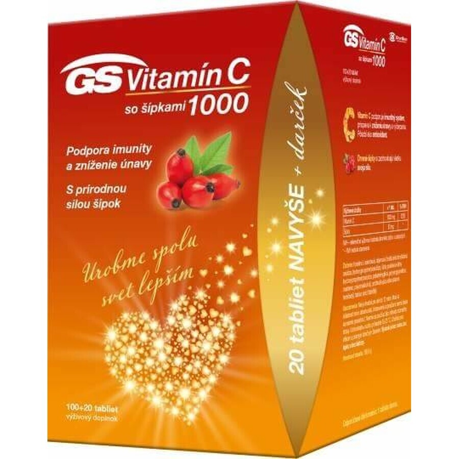 GS Vitamine C 1000+cones, 100+20 tbl 1×100+20 tbl, voedingssupplement