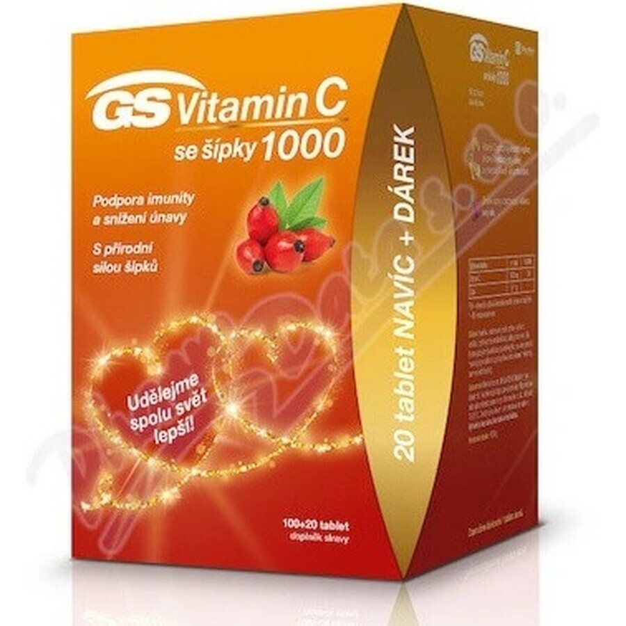 GS Vitamine C 1000+cones, 100+20 tbl 1×100+20 tbl, voedingssupplement