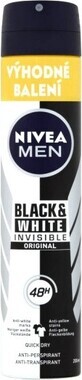 NIVEA Men Spray AP Black&amp;White Invisible Original 200ml 1&#215;200ml, antitranspirante