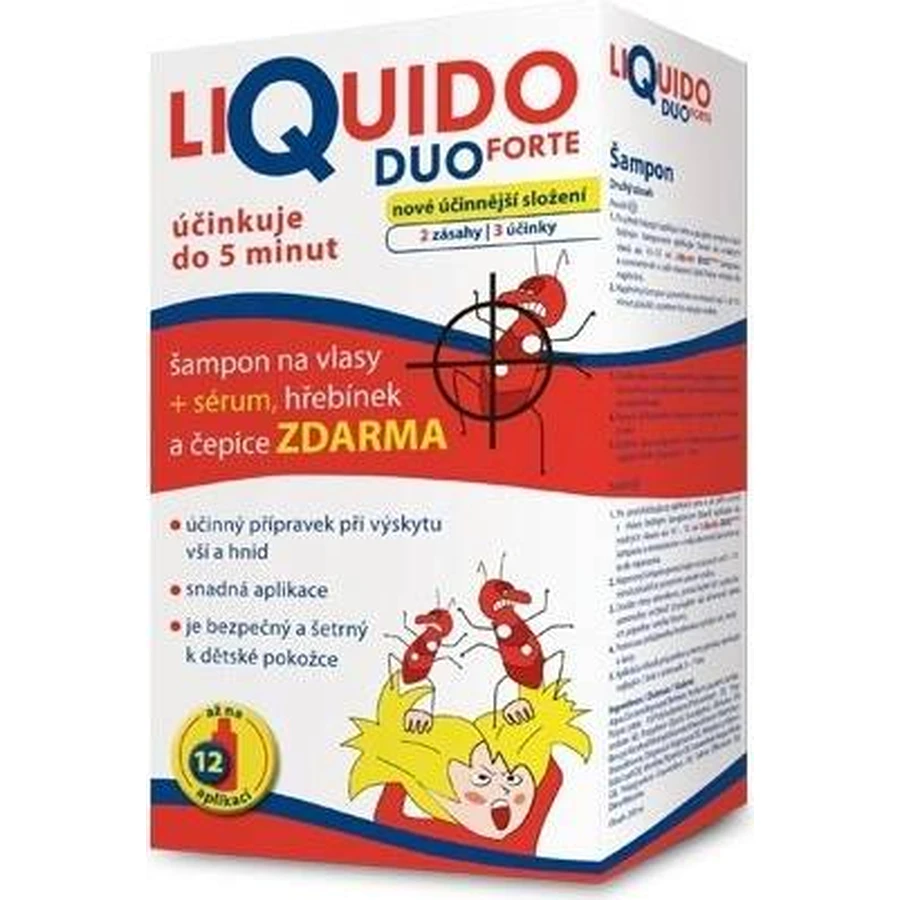 LiQuido DUO FORTE șampon împotriva păduchilor 1×200 ml, șampon + 1×125 ser