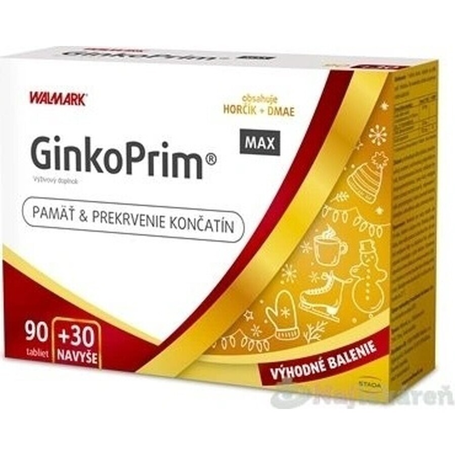 W-Linie GinkoPrim MAX 90 + 30tbl. extra VB24 1x1 Set, Nährstoffpaket für Gedächtnis und Durchblutung der Gliedmaßen