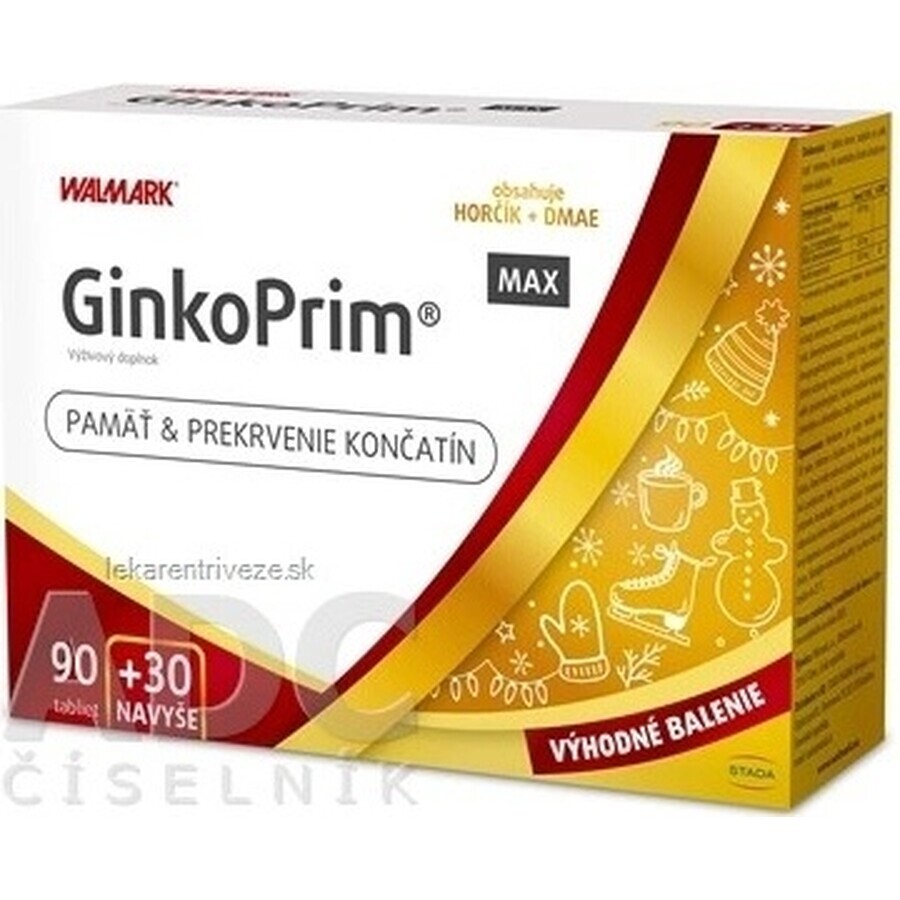W-Linie GinkoPrim MAX 90 + 30tbl. extra VB24 1x1 Set, Nährstoffpaket für Gedächtnis und Durchblutung der Gliedmaßen
