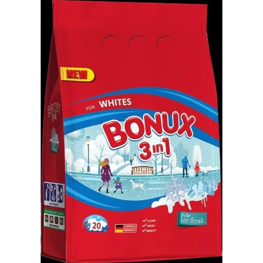 Bonux 20PD 3in1 Ice Fresh 1×1500 g Bonux 20PD 3in1 Ice Fresh 1×1500 g, detersivo in polvere