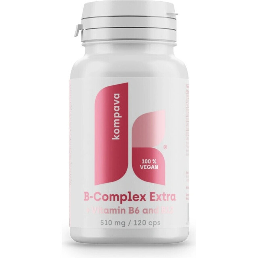 kompava B-complex Extra + B6, B12 1x120 cps, voedingssupplement