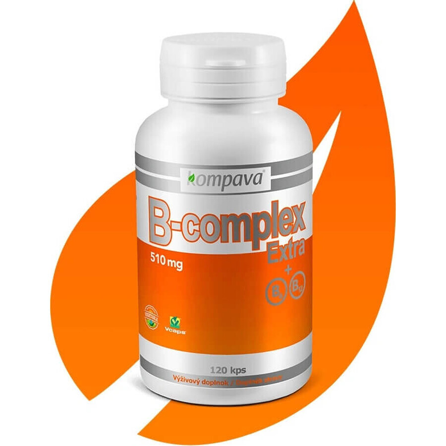 kompava B-complex Extra + B6, B12 1x120 cps, voedingssupplement