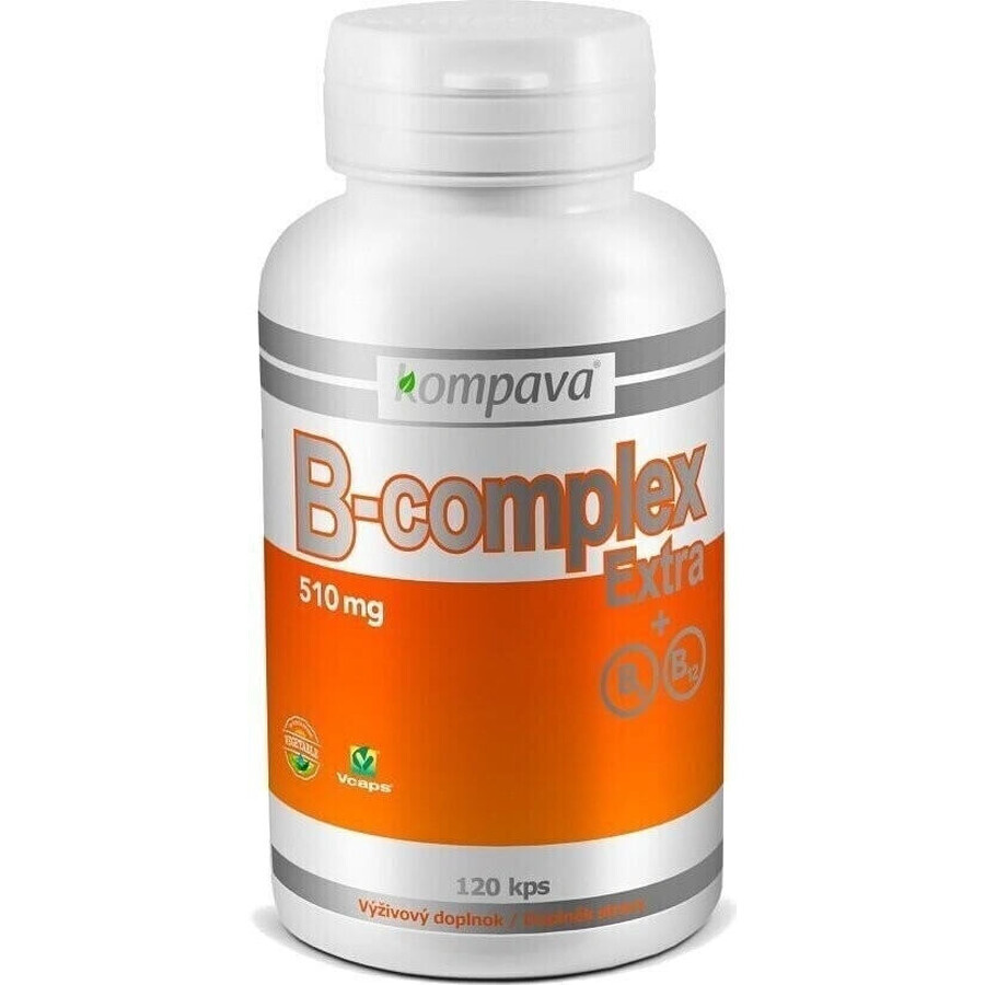 kompava B-complex Extra + B6, B12 1x120 cps, voedingssupplement