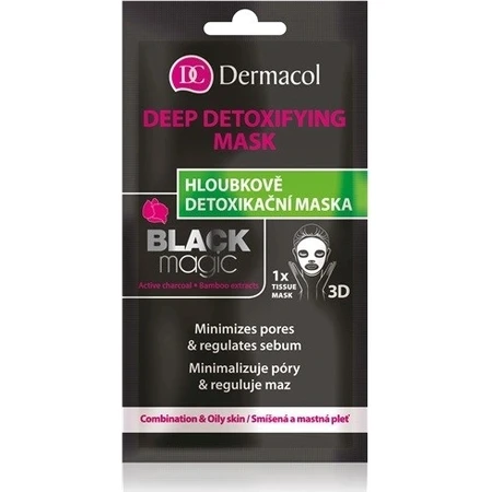 Dermacol Masque Détoxifiant Textile Magique Noir 1×1 pc, détoxification de la peau