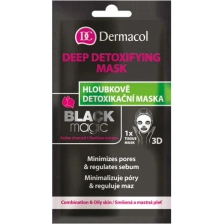 Dermacol Masque Détoxifiant Textile Magique Noir 1×1 pc, détoxification de la peau