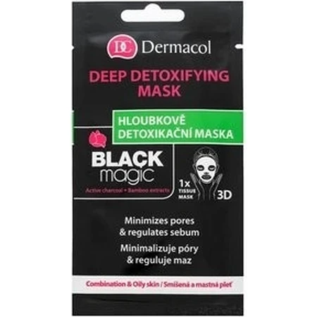 Dermacol Masque Détoxifiant Textile Magique Noir 1×1 pc, détoxification de la peau