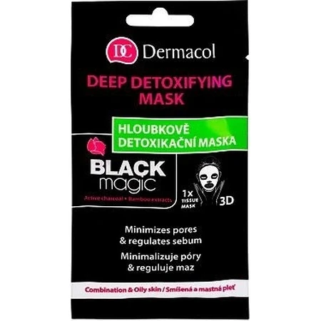 Dermacol Masque Détoxifiant Textile Magique Noir 1×1 pc, détoxification de la peau