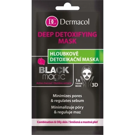 Dermacol Masque Détoxifiant Textile Magique Noir 1×1 pc, détoxification de la peau