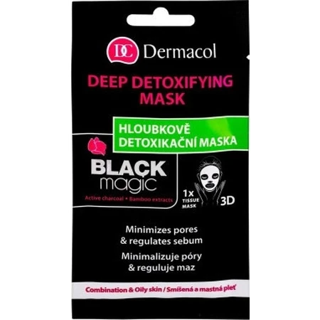 Dermacol Masque Détoxifiant Textile Magique Noir 1×1 pc, détoxification de la peau