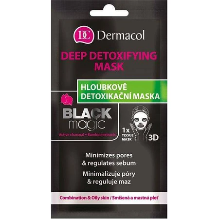 Dermacol Masque Détoxifiant Textile Magique Noir 1×1 pc, détoxification de la peau