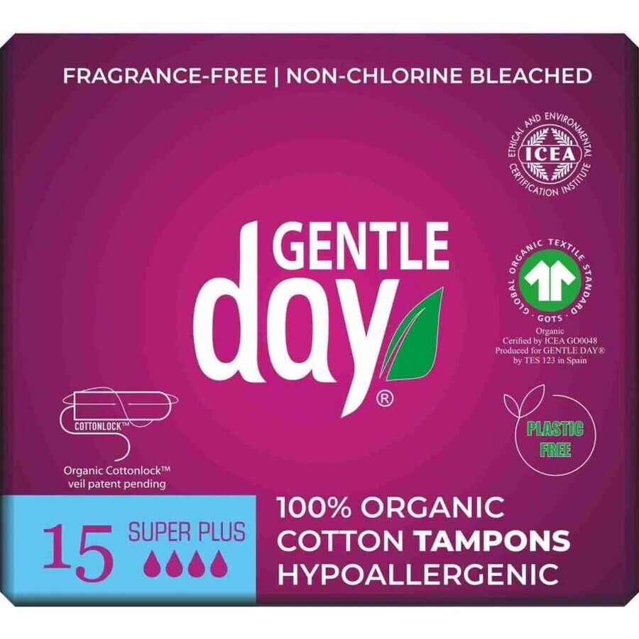 Tampons Gentle Day Super Plus 1×15 pcs, tampons Tampons Gentle Day Super Plus 1×15 pcs, tampons