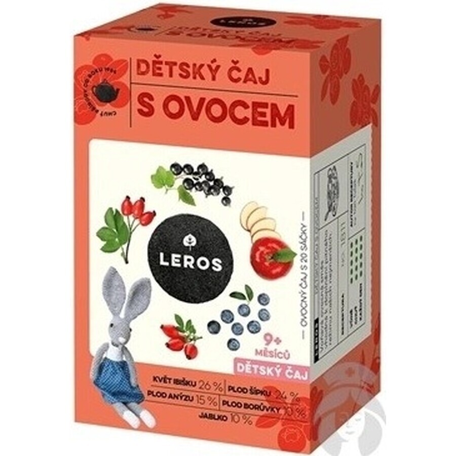 LEROS Thé aux fruits pour enfants 20×2 g, thé