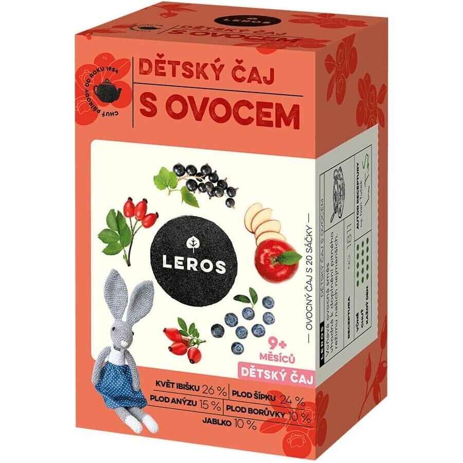 LEROS Thé aux fruits pour enfants 20×2 g, thé