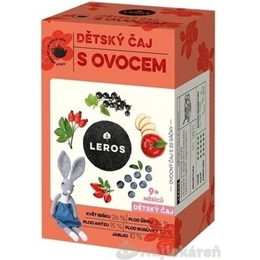 LEROS Thé aux fruits pour enfants 20×2 g, thé