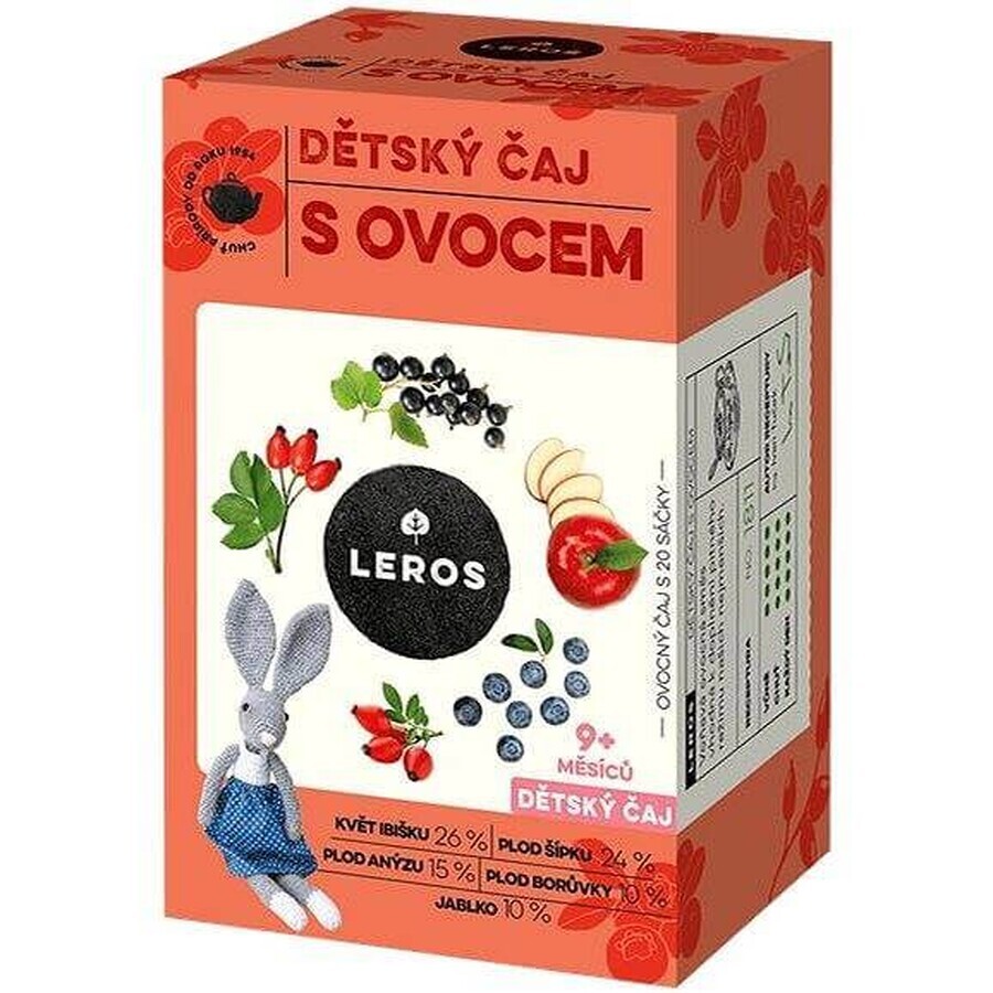 LEROS Thé aux fruits pour enfants 20×2 g, thé