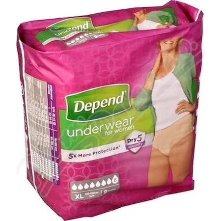 DEPEND SUPER XL pour femmes 1×9 pcs, slip extensible, tour de hanches 120-150 cm