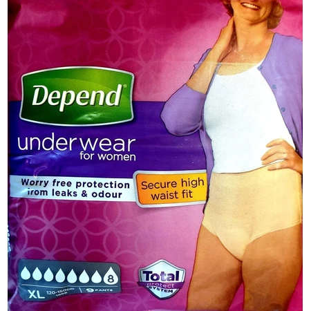 DEPEND SUPER XL pour femmes 1×9 pcs, slip extensible, tour de hanches 120-150 cm