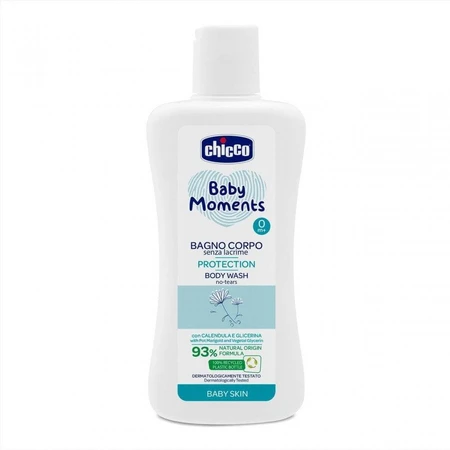 CHICCO Baby Body Shampoo BABY MOMENTS PROTECTION 1×200 ml, reinigt sanft die Haut des Babys