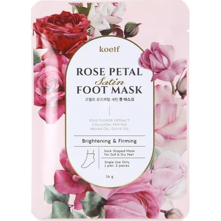 Petitfee & Koelf Masque de satin pour les pieds aux pétales de rose 16 g / 2 pcs 1×16 g / 2 pcs