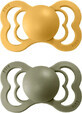 BIBS Honey/olive natural rubber supreme pacifier 1&#215;2 pcs, size 1