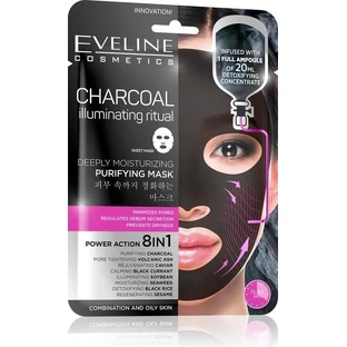 EVELINE CHARCOAL CHARCOAL DEEPLY MOISTURISING FACE SHEET MASK 1×20 ml, mascarilla