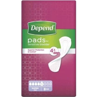 DEPEND SUPER 1×8 pcs, serviettes pour incontinence 11×36 cm