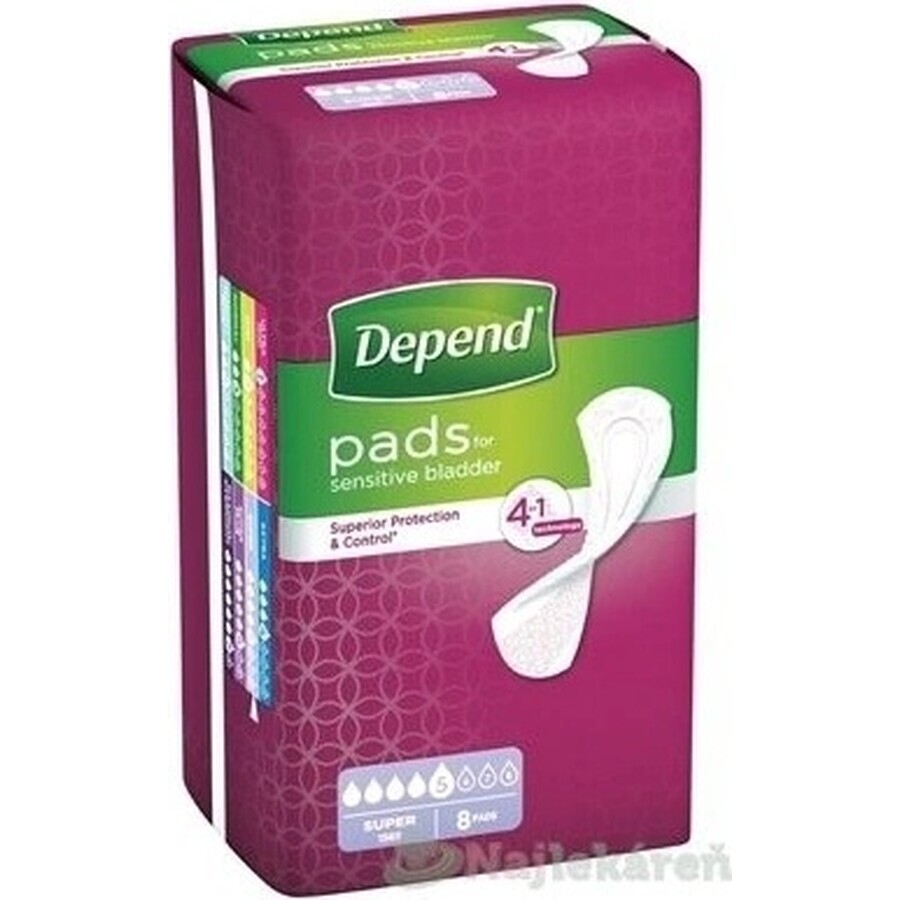 DEPEND SUPER 1×8 buc, tampoane pentru incontinență 11×36 cm