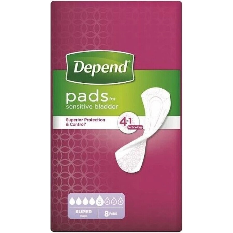 DEPEND SUPER 1×8 buc, tampoane pentru incontinență 11×36 cm