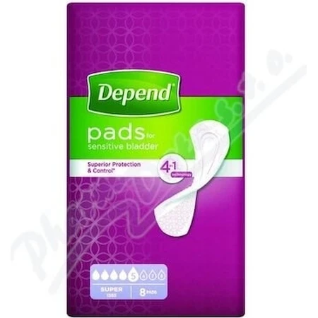 DEPEND SUPER 1×8 pcs, serviettes pour incontinence 11×36 cm