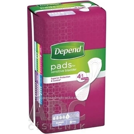 DEPEND SUPER 1×8 pcs, serviettes pour incontinence 11×36 cm