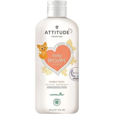 ATTITUDE Baby-Körperseife und Shampoo (2 in 1) Babyblätter mit Birnensaftgeschmack 1×473 ml, Baby-Körperlotion