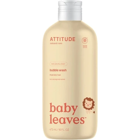 ATTITUDE Baby-Körperseife und Shampoo (2 in 1) Babyblätter mit Birnensaftgeschmack 1×473 ml, Baby-Körperlotion