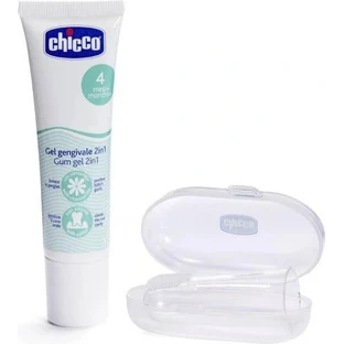 CHICCO Gel Dental Calmante y Cepillo de Dientes Set con Caja 4m + 1×1 ud.