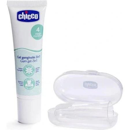 CHICCO Gel Dental Calmante y Cepillo de Dientes Set con Caja 4m + 1×1 ud.