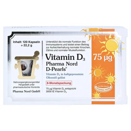 Bio Vitamina D3 3000IU D-Perlas 75 mcg, 80 cápsulas blandas, Pharma Nord