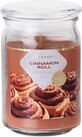 Emocio Frasco de cristal 93x142 mm con tapa de cristal Vela perfumada Cinnamon Roll 1&#215;1 ud, tama&#241;o 93 x 142 mm