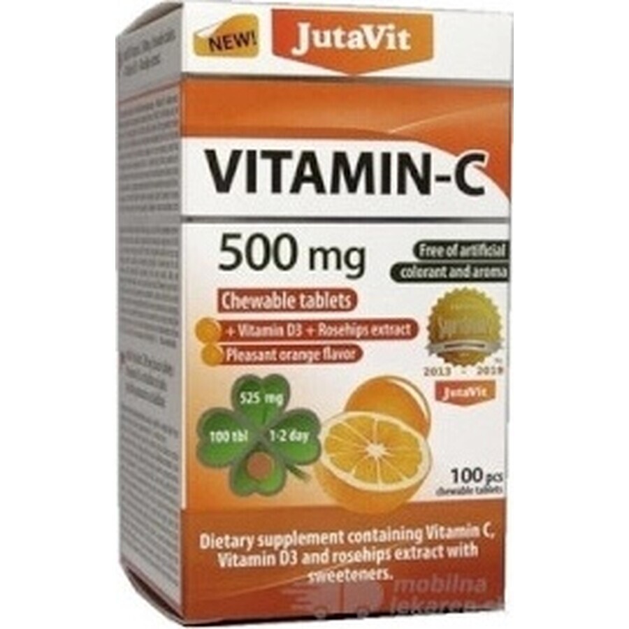 JutaVit Vitamina C 500 mg 1×100 pezzi, compresse masticabili con vitamina D3