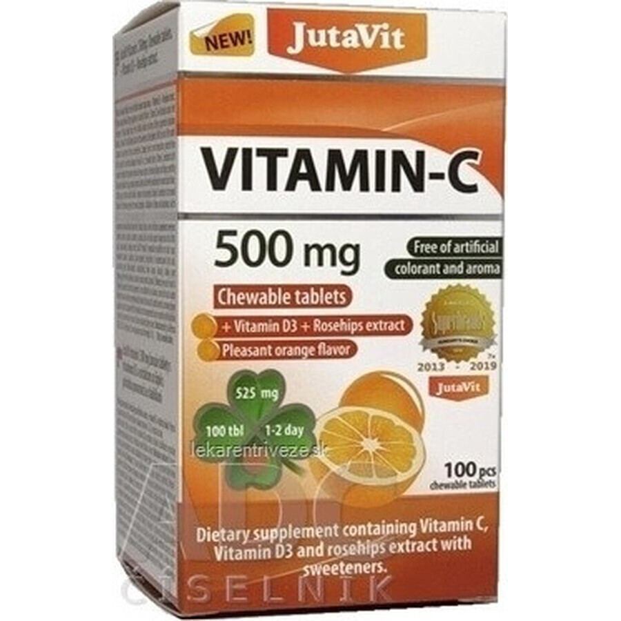 JutaVit Vitamina C 500 mg 1×100 pezzi, compresse masticabili con vitamina D3