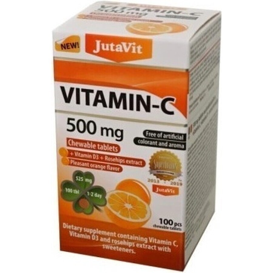 JutaVit Vitamina C 500 mg 1×100 pezzi, compresse masticabili con vitamina D3