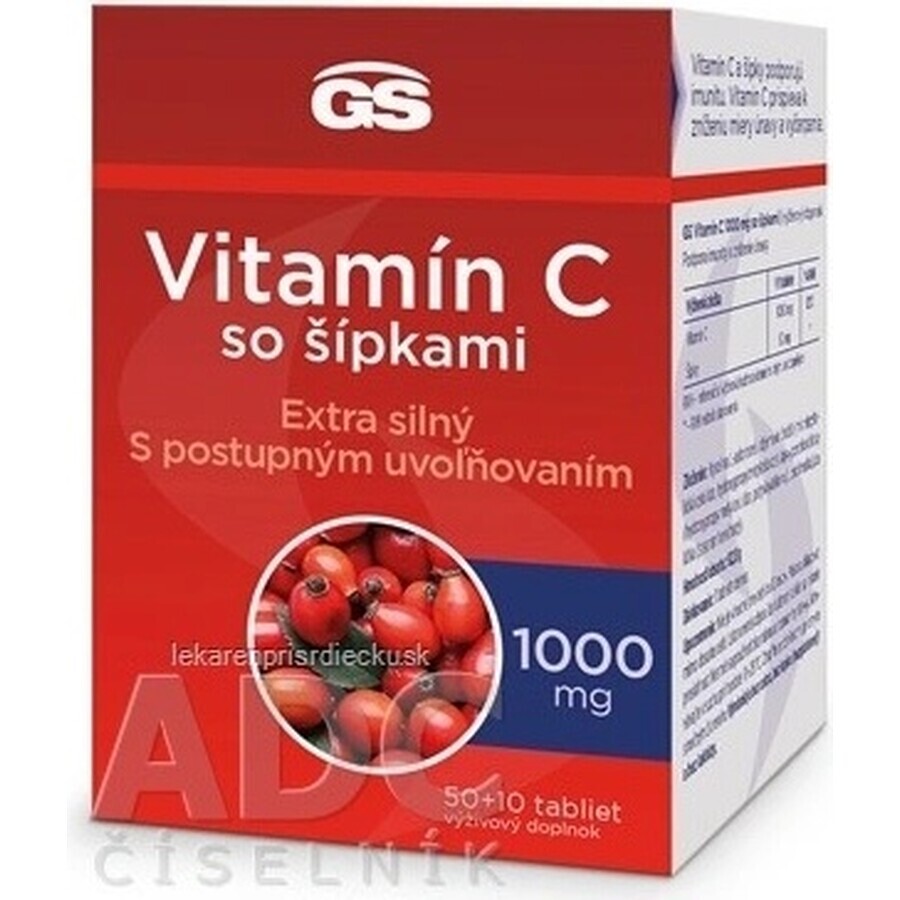GS Vitamina C 1000+cones, 50+10 tbl 1×50+10 tbl, supliment nutritiv