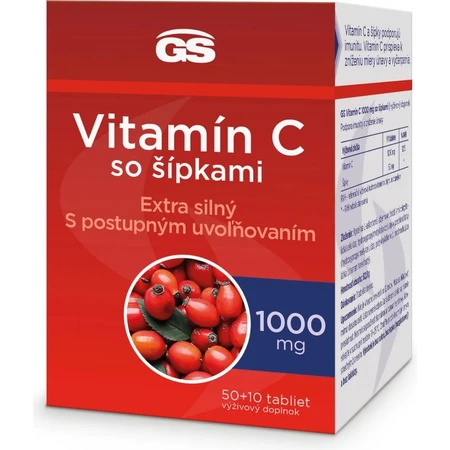GS Vitamine C 1000+cones, 50+10 tbl 1×50+10 tbl, supplément nutritionnel