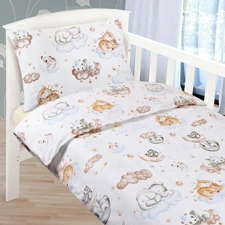Cearșafuri pentru copii AGÁTA 90/024 animale pe nor 90x135,45x60