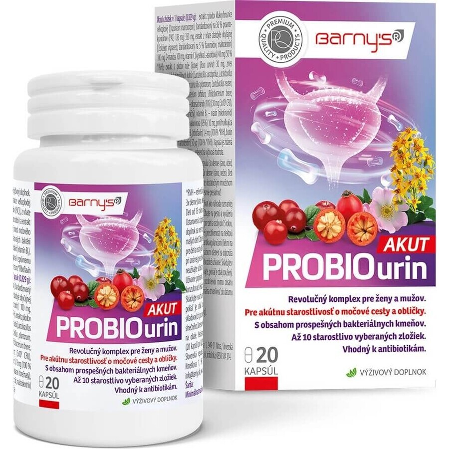 Barny's® PROBIOurin AKUT 1×20 cps, eine revolutionäre Lösung bei akuten Reizungen der unteren Harnwege und Nieren